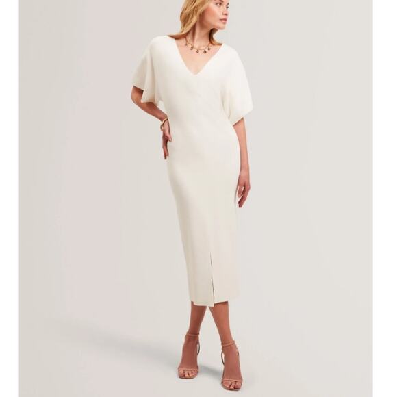 Ted Baker Ivory Wide Sleeve Knitted Bodycon Midi Dress Size US 8 - Picture 10 of 10